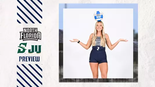 beach volleyball preview graphic vs. Stetson and JU