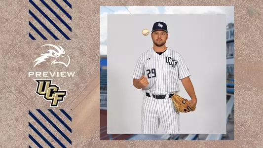 Justin Parrish flipping a ball in the preview graphic with a UCF logo