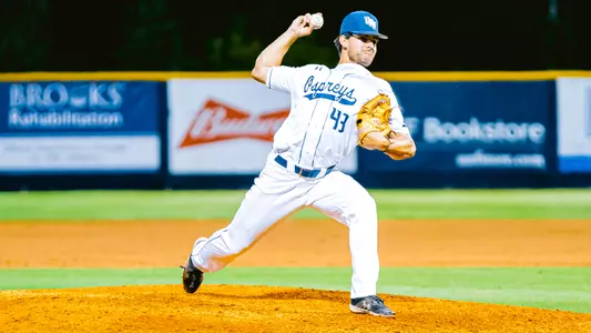 Ty Angevine throwing a pitch to the plate