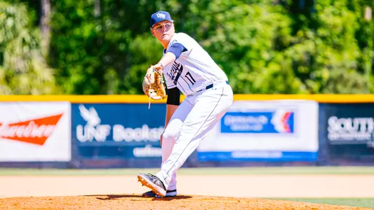 Clayton Boroski rearing back to throw a pitch