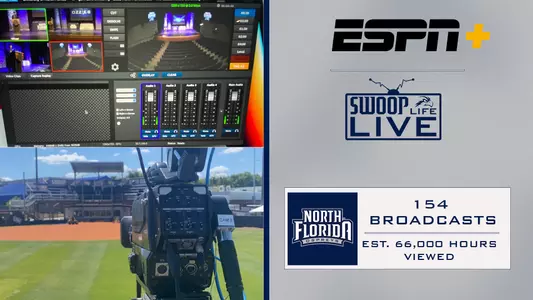 ESPN+_SWOOPLife Live_Release with two pictures and espn+ and swooplife live logos with text over a gray background