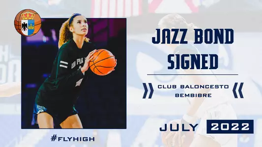Jazz Bond Baloncesto Bembibre graphic with a picture of her and text that states Jazz Bond Signed over a transparent background