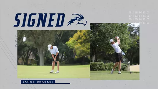 James Bradley cover release with two pictures of him hitting golf ball
