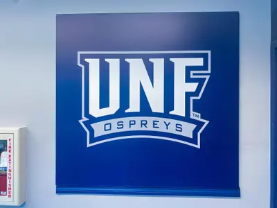 UNF Ospreys logo on the wall