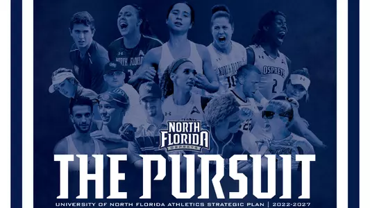 The Pursuit 2022 graphic with pictures of UNF student-athletes
