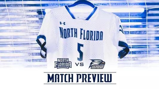 Match Preview graphic with georgia southern and north florida soccer logo