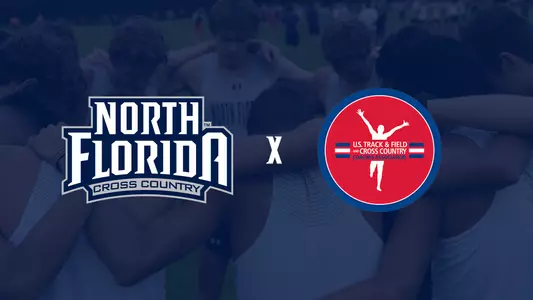 Men's cross country and USTFCCCA logo over a blue background