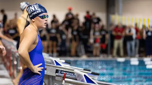 Vivian Shepherd preparing to swim