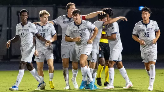 Team celebration on the soccer field