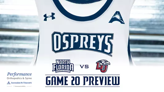 north florida men's basketball preview graphic with liberty logo on it
