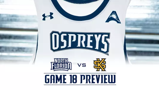 North Florida MBB vs. Kennesaw State preview graphic with a KSU logo