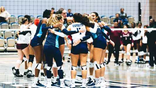 North Florida volleyball huddle picture against AAMU