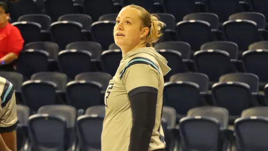 Emma Broermann looking afar during warmups