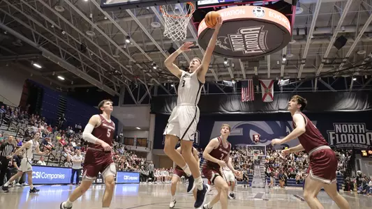 Carter Hendricksen going up for a layup against Bellarmine