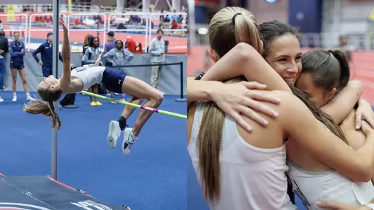 north florida women's track and field celebration shot and kaley petrosky jumping