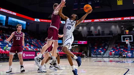 Jarius Hicklen going up for a layup against Bellarmine