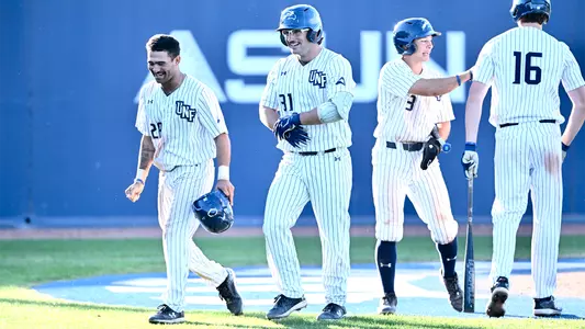 Baseball team photo following home run