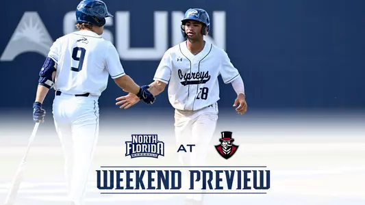 baseball preview graphic with an austin peay logo on it
