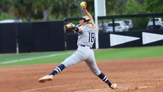 Skyler Stockie pitching on the road against UCF