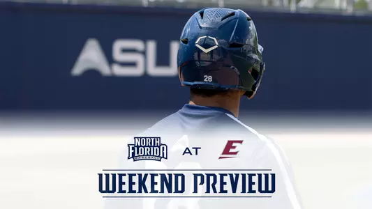 north florida baseball preview graphic at EKU with a pic of Austin Brinling