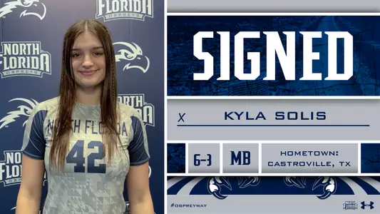 Kyla Solis signing graphic with a picture of her and text