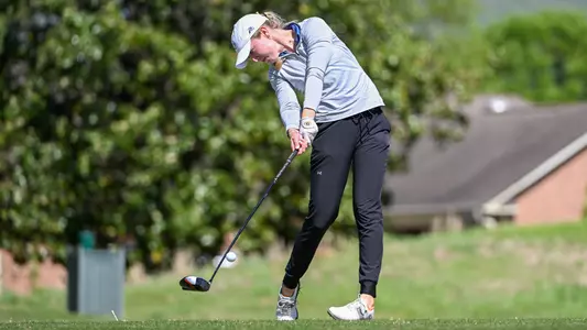 Christin Eisenbeiss hitting tee shot at ASUN meet