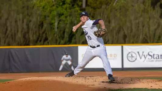 Avery Love throwing a pitch against FSU