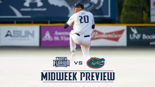 preview graphic with a picture of Avery Love throwing a pitch and Gators logo