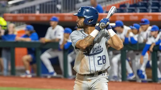 Austin Brinling standing at the plate against UF