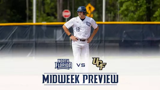 midweek preview graphic vs. UCF with a picture of Peyton Sybrandt and a UCF logo
