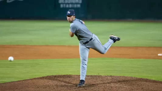 Peter Holden throwing a pitch at JU
