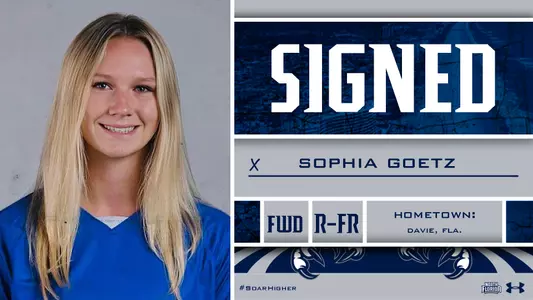 Sophia Goetz signing graphic blue color