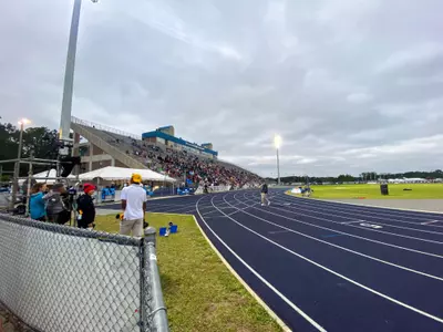 Side angle of the Hodges Stadium Visit Jax Track