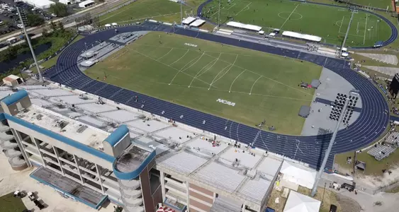 Aerial shot of the Visit Jax Track at Hodges Stadium