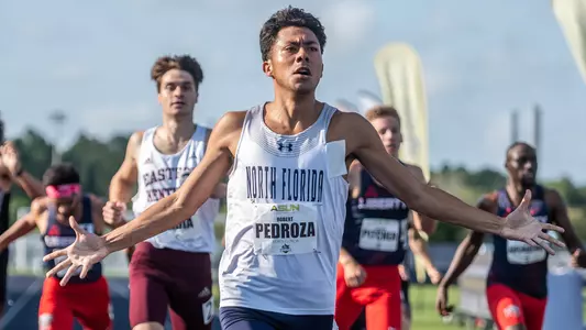 Robert Pedroza celebrating at home track & field