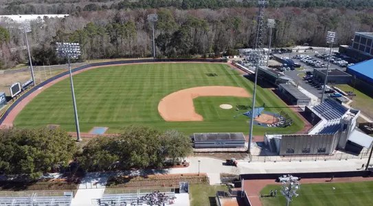 Aerial shot of Harmon Stadium
