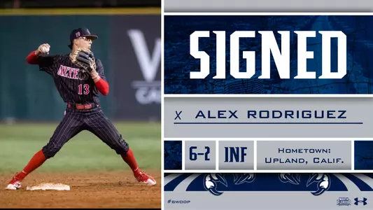 Alex Rodriguez signing graphic with his information as he throws over to first