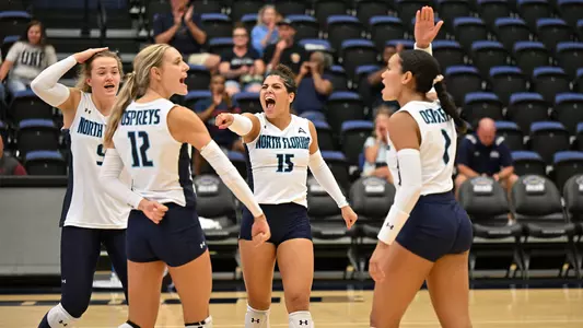 UNF volleyball action shot against Denver