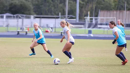 Allison Souers dribbling at women's soccer practice