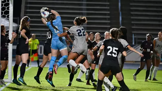 Zara Siassi going up for a corner against No. 5 Eastern Kentucky