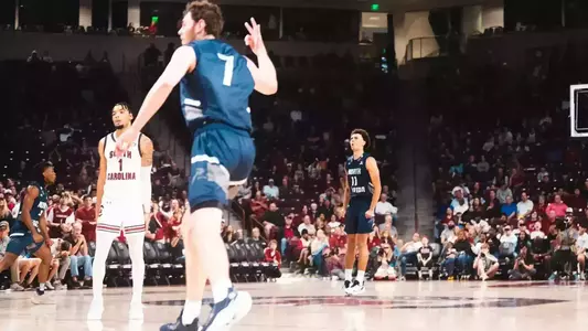 2024-25 North Florida Men's Basketball - Kamrin Oriol Celebrating Game-Tying Three-Pointer