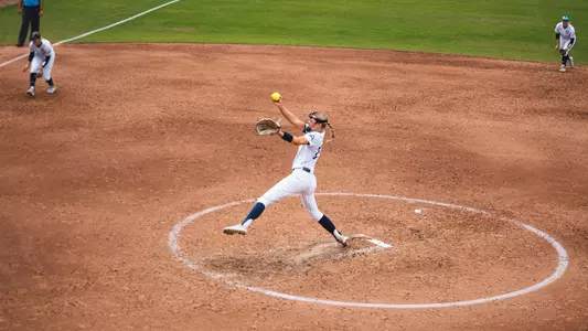 Halle Arends pitching in the circle at home