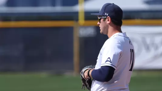 Cade Bush positioned at first base