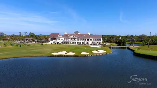 Sawgrass CC clubhouse overhead shot