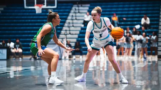 Helena Rafnsdottir takes on FGCU defender