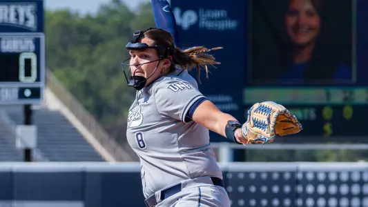 Allison Benning pitching at home