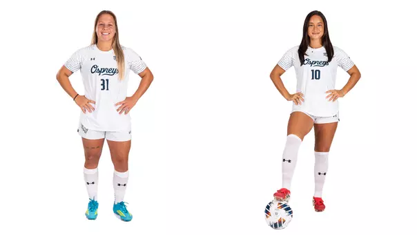 White Backdrop Photo of Paige McSwigan and Allie Fekany ahead of the 2026 season