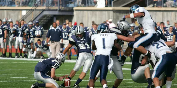 NO. 5 FOOTBALL REMAINS UNDEFEATED AT 5-0 AFTER UPSETTING NO. 2 VILLANOVA, 28-24 Image