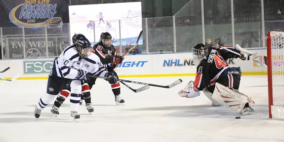LAVOIE'S LATE HEROICS LIFTS #4 WOMEN'S HOCKEY PAST #9 NORTHEASTERN, 5-3. AT FENWAY PARK Image