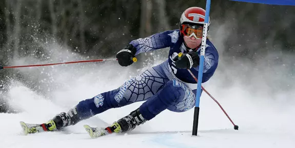 WOMEN'S ALPINE PLACES 3RD IN SLALOM; SKI TEAM IN 4TH PLACE AT DARTMOUTH CARNIVAL Image